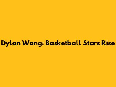 Dylan Wang: Basketball Star's Rise