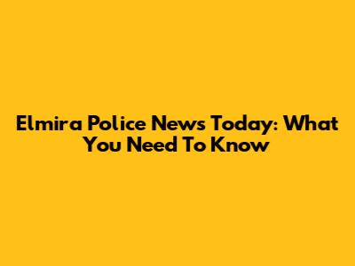 Elmira Police News Today: What You Need To Know