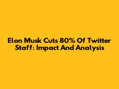 Elon Musk Cuts 80% Of Twitter Staff: Impact And Analysis