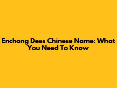 Enchong Dee's Chinese Name: What You Need To Know