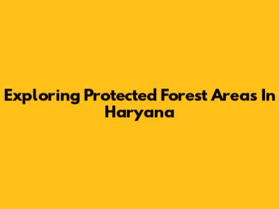 Exploring Protected Forest Areas In Haryana