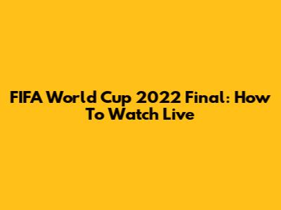 FIFA World Cup 2022 Final: How To Watch Live