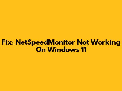Fix: NetSpeedMonitor Not Working On Windows 11