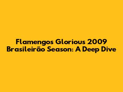Flamengo's Glorious 2009 Brasileirão Season: A Deep Dive