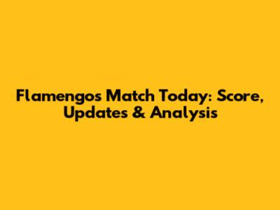 Flamengo's Match Today: Score, Updates & Analysis
