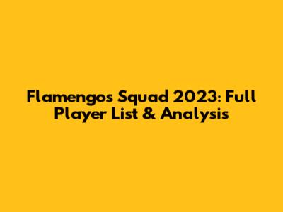 Flamengo's Squad 2023: Full Player List & Analysis