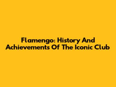 Flamengo: History And Achievements Of The Iconic Club
