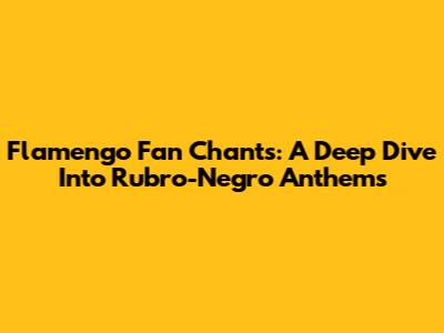 Flamengo Fan Chants: A Deep Dive Into Rubro-Negro Anthems