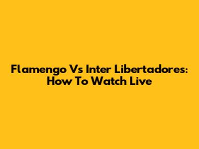 Flamengo Vs Inter Libertadores: How To Watch Live