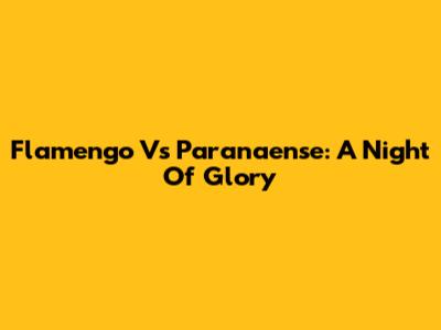 Flamengo Vs Paranaense: A Night Of Glory
