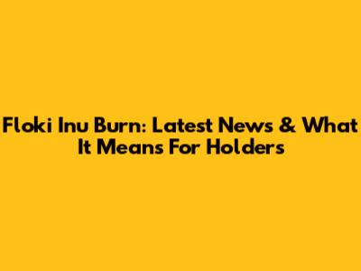 Floki Inu Burn: Latest News & What It Means For Holders