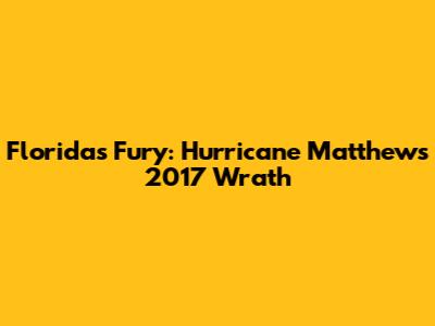 Florida's Fury: Hurricane Matthew's 2017 Wrath