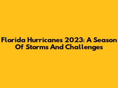 Florida Hurricanes 2023: A Season Of Storms And Challenges