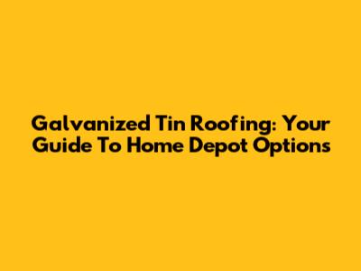 Galvanized Tin Roofing: Your Guide To Home Depot Options