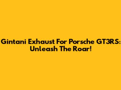 Gintani Exhaust For Porsche GT3RS: Unleash The Roar!