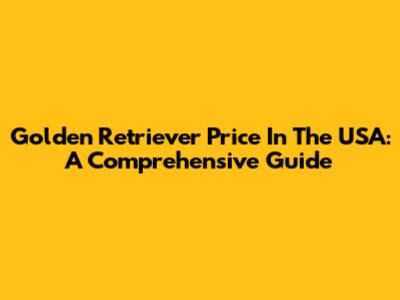 Golden Retriever Price In The USA: A Comprehensive Guide
