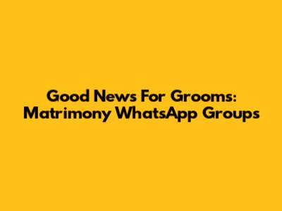 Good News For Grooms: Matrimony WhatsApp Groups