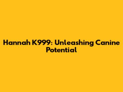 Hannah K999: Unleashing Canine Potential