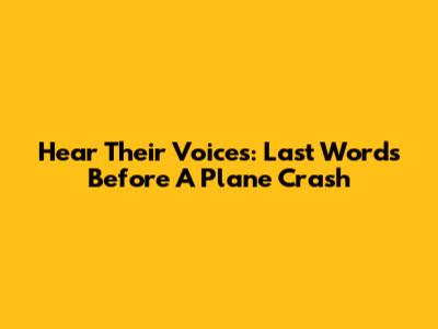 Hear Their Voices: Last Words Before A Plane Crash
