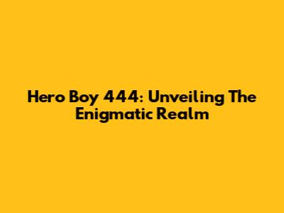Hero Boy 444: Unveiling The Enigmatic Realm