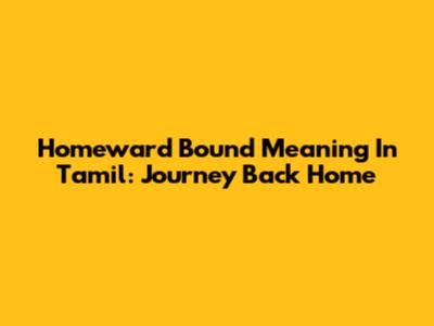 Homeward Bound Meaning In Tamil: Journey Back Home