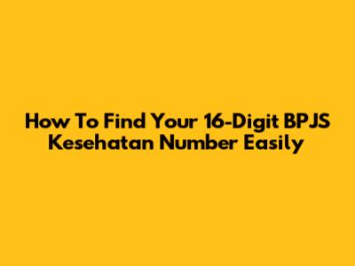 How To Find Your 16-Digit BPJS Kesehatan Number Easily
