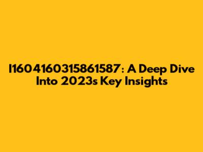 I1604160315861587: A Deep Dive Into 2023's Key Insights