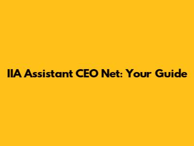 IIA Assistant CEO Net: Your Guide