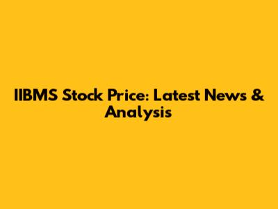 IIBMS Stock Price: Latest News & Analysis