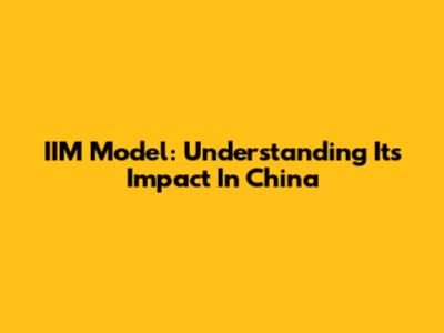 IIM Model: Understanding Its Impact In China