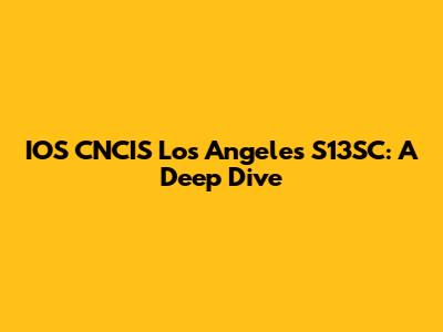 IOS CNCIS Los Angeles S13SC: A Deep Dive