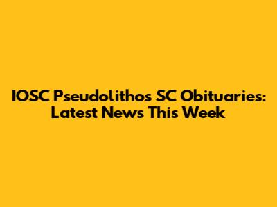IOSC Pseudolithos SC Obituaries: Latest News This Week