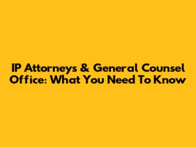 IP Attorneys & General Counsel Office: What You Need To Know