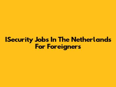 ISecurity Jobs In The Netherlands For Foreigners