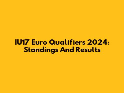 IU17 Euro Qualifiers 2024: Standings And Results