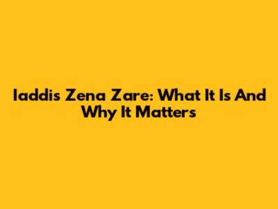 Iaddis Zena Zare: What It Is And Why It Matters