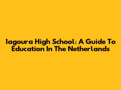 Iagoura High School: A Guide To Education In The Netherlands