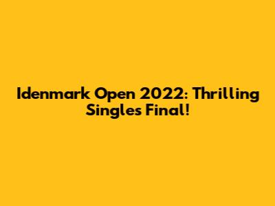 Idenmark Open 2022: Thrilling Singles Final!