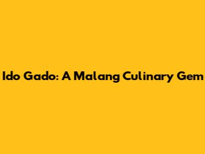 Ido Gado: A Malang Culinary Gem