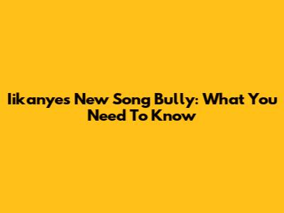 Iikanye's New Song 'Bully': What You Need To Know