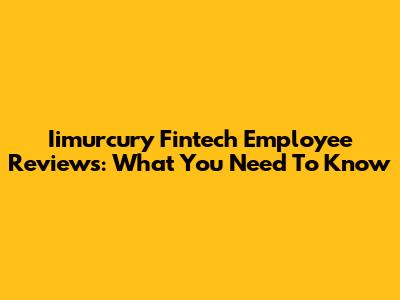 Iimurcury Fintech Employee Reviews: What You Need To Know