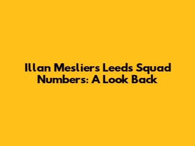 Illan Meslier's Leeds Squad Numbers: A Look Back