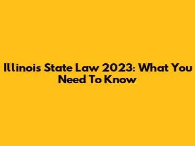 Illinois State Law 2023: What You Need To Know