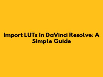 Import LUTs In DaVinci Resolve: A Simple Guide