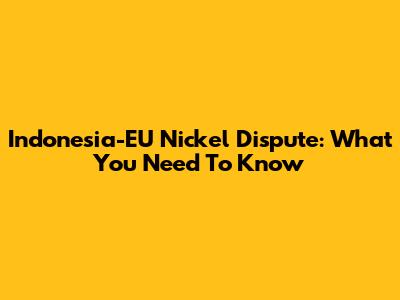 Indonesia-EU Nickel Dispute: What You Need To Know