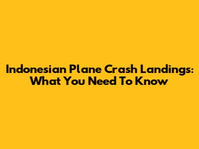 Indonesian Plane Crash Landings: What You Need To Know