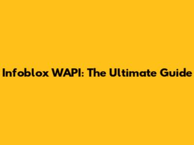 Infoblox WAPI: The Ultimate Guide