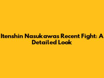 Itenshin Nasukawa's Recent Fight: A Detailed Look