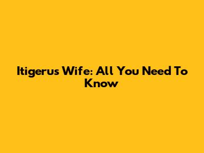 Itigeru's Wife: All You Need To Know