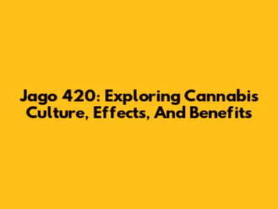 Jago 420: Exploring Cannabis Culture, Effects, And Benefits